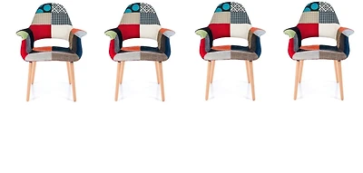 Patchwork organique avec bras Ensemble de 4 chaises