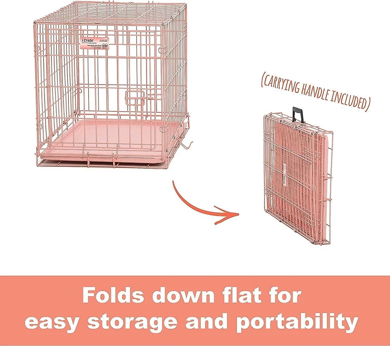 Midwest Icrate – Porte simple rose de 24 po pour chiens