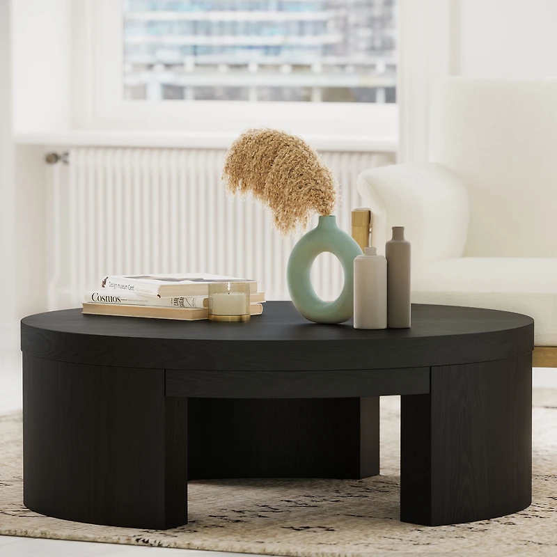 Drew Barrymore - Table basse ronde Mod Beautiful, Finition noir