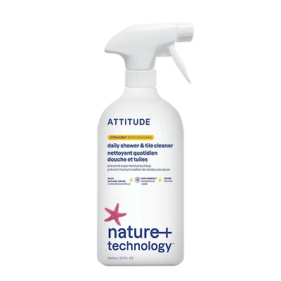 ATTITUDE Shower & Tile Cleaner spray, Citrus Zest, Nature+ Technology, 800ml, 800 mL