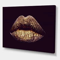 Designart Lèvres féminines métallisées dorées sexy II Art mural sur toile