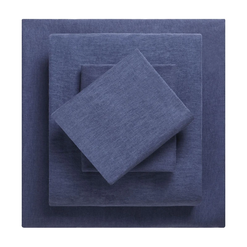 Ensemble de draps en flanelle 4 pièces Bleu océan Mainstays, grand