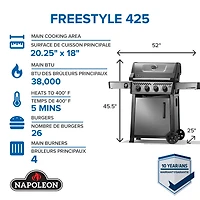 Napoleon Freestyle 425 Propane Gas BBQ Grill, Graphite Grey