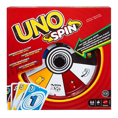 UNO Spin Card Game for Kid, Adult & Family Nights, Classic Play with Spinner