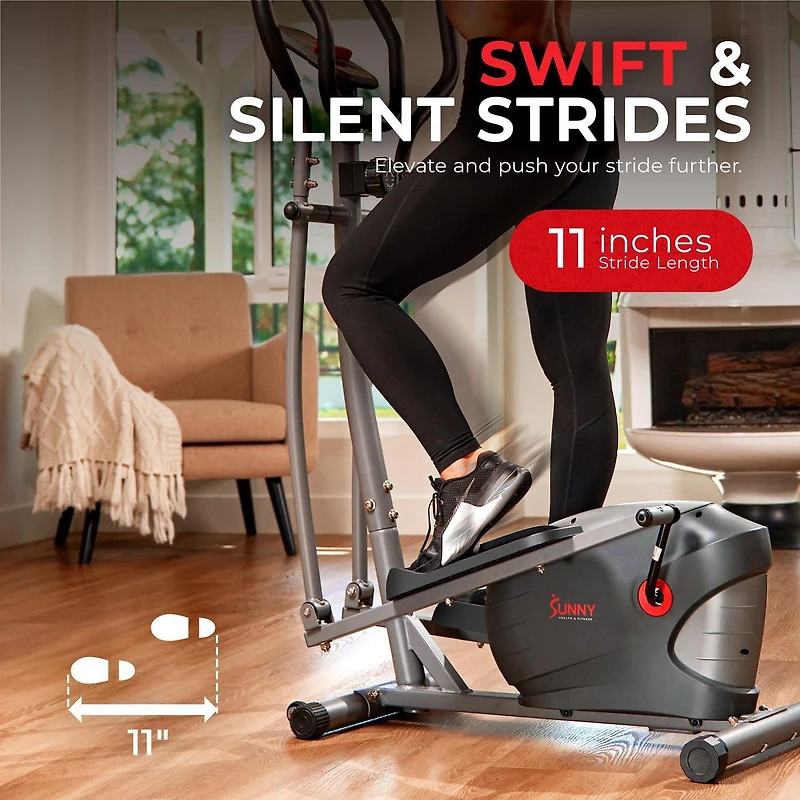 Sunny Health & Fitness Performance Compact Elliptical Machine with 8-Level Adjustable Resistance, Pulse Sensor & Exclusive SunnyFit App Enhanced Bluetooth Connectivity