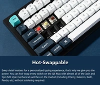 Keychron Q6 Max Clavier mécanique sans fil RVB remplaçable à chaud interrupteur rouges cadre en aluminium avec interrupteur disposition Pleine Taill Blanc Q6M-P1