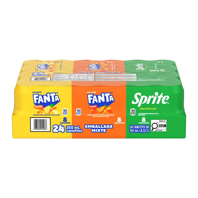 Fanta Flavours Variety Pack, 24 pack of Sprite & Fanta Soda Fruit Flavoured Soft Drink in a 355ml can