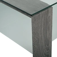 Caleb Grey Wood Side End Table with Glass Shelf