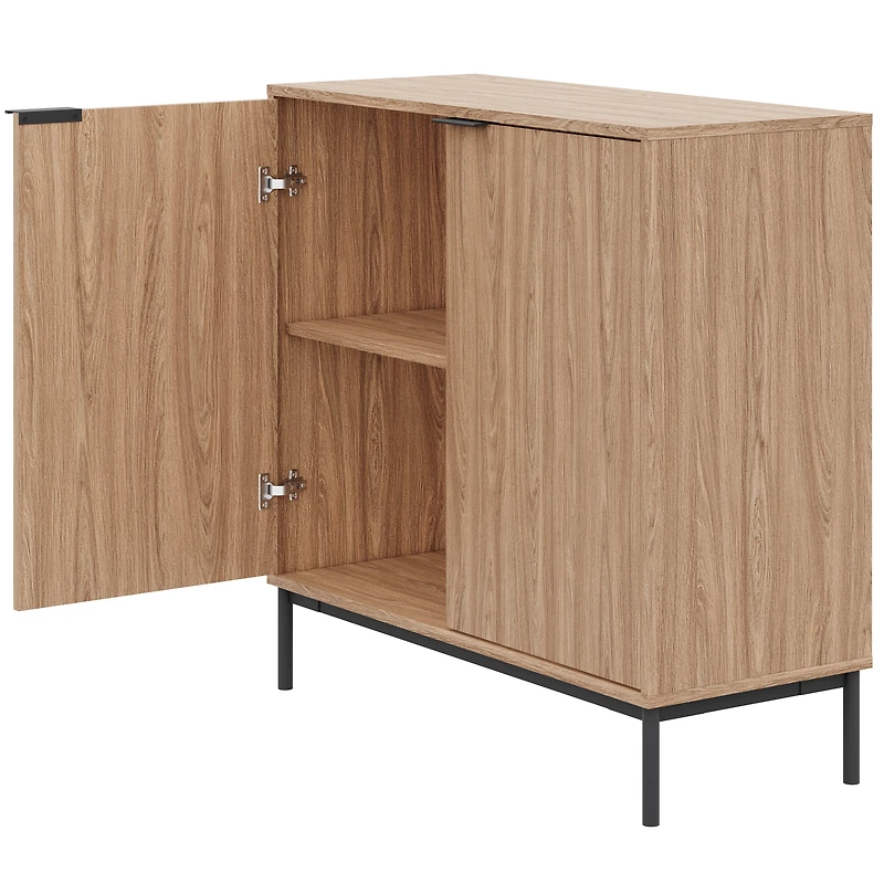 Nexera Slim 2-Door Storage Cabinet, Light Walnut