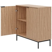 Nexera Slim 2-Door Storage Cabinet, Light Walnut