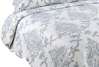 Marina Decoration Couvre-lit imprimé riche, couvre-lit ultra doux, parure de lit d'été avec taie d'oreiller matelassée, motif cachemire bleu jaune classique