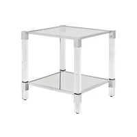 Home Gear Square Silver End Table with Acrylic Legs