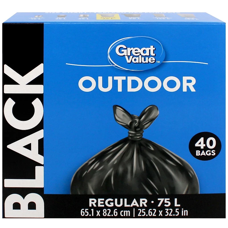 Great Value Regular Outdoor Garbage Bags, 65.1 x 82.6 cm