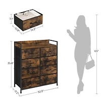 SONGMICS HOME Drawer Dresser, Closet Storage Dresser, Chest of Drawers, 8 Fabric Drawers and Metal Frame with Handles