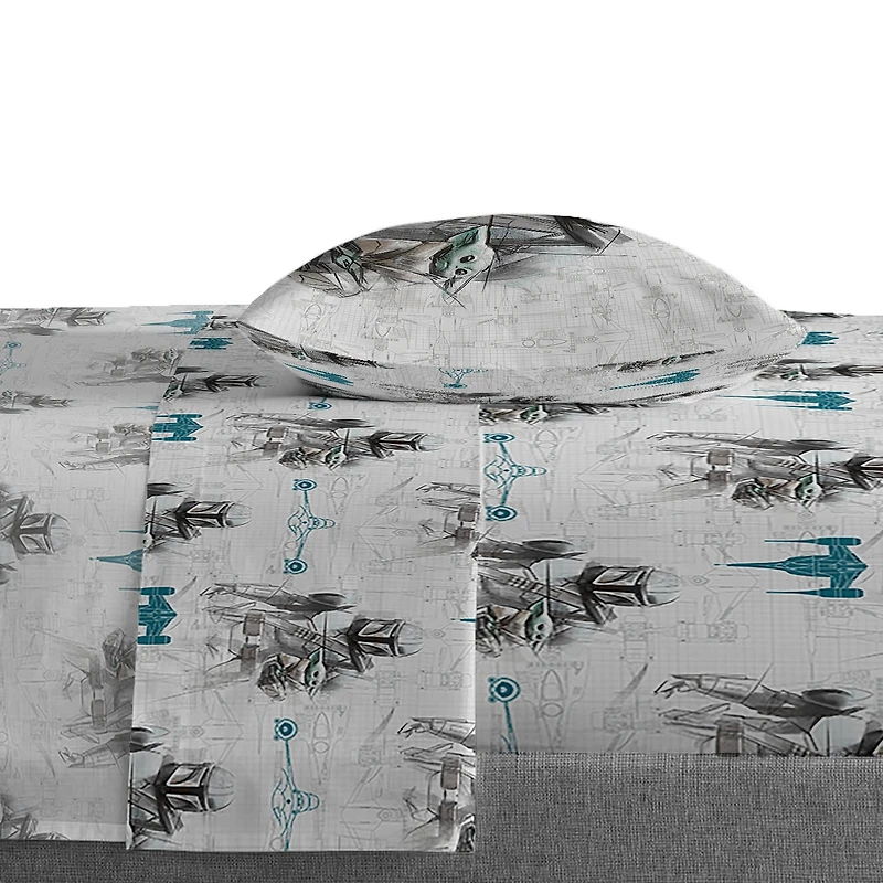 Le Mandalorien Ensemble de Draps 3-Pièces pour Lit 1 Place Pour L'Enfants, 100% Polyester