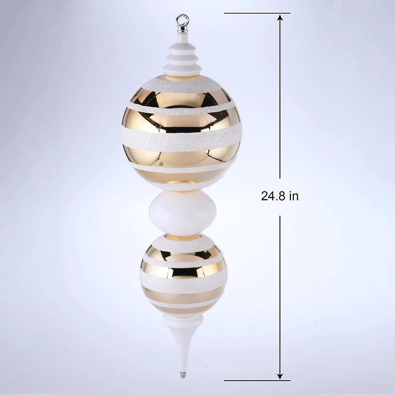 Holiday Time 24-inch Jumbo Shatterproof Finial Christmas Ornament, Gold/White