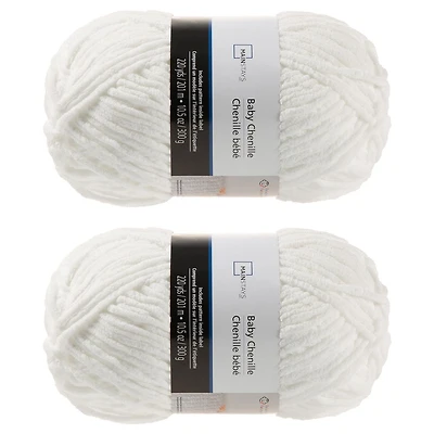MAINSTAYS COZY CHENILLE 2 PACK BABY WHITE YARN