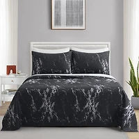 Marina Decoration Ultra Soft Silky Deep Pocket Rich Printed Bedding Rayon from Bamboo All Season Sheet Set with Pillowcases, Modern Black Marble Pattern