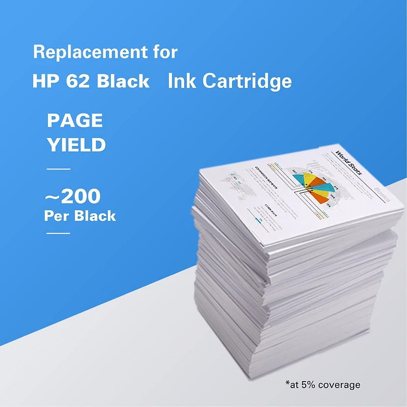 onn. Cartouche d'encre Noire remanufacturée HP 62, (360229722)
