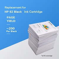onn. Cartouche d'encre Noire remanufacturée HP 62, (360229722)