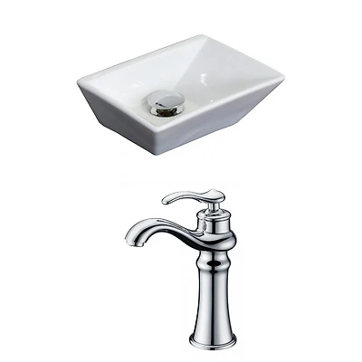 American Imaginations 12-in. W Above Counter White Bathroom Vessel Sink Set For Deck Mount Drilling AI-15178