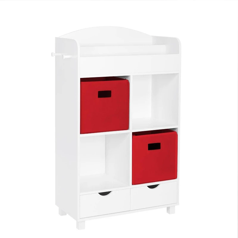 Maison RiverRidge®Meuble de rangement pour enfant avec casiers et range-livres, blanc avec bacs 2 pièces