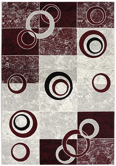 Tapis d'intérieur géométrique, montage de branches, 2' x 3' (taille exacte : 2'3" x 3'), rouge et gris, moderne, pour entrée, couloir, salle de bain et cuisine