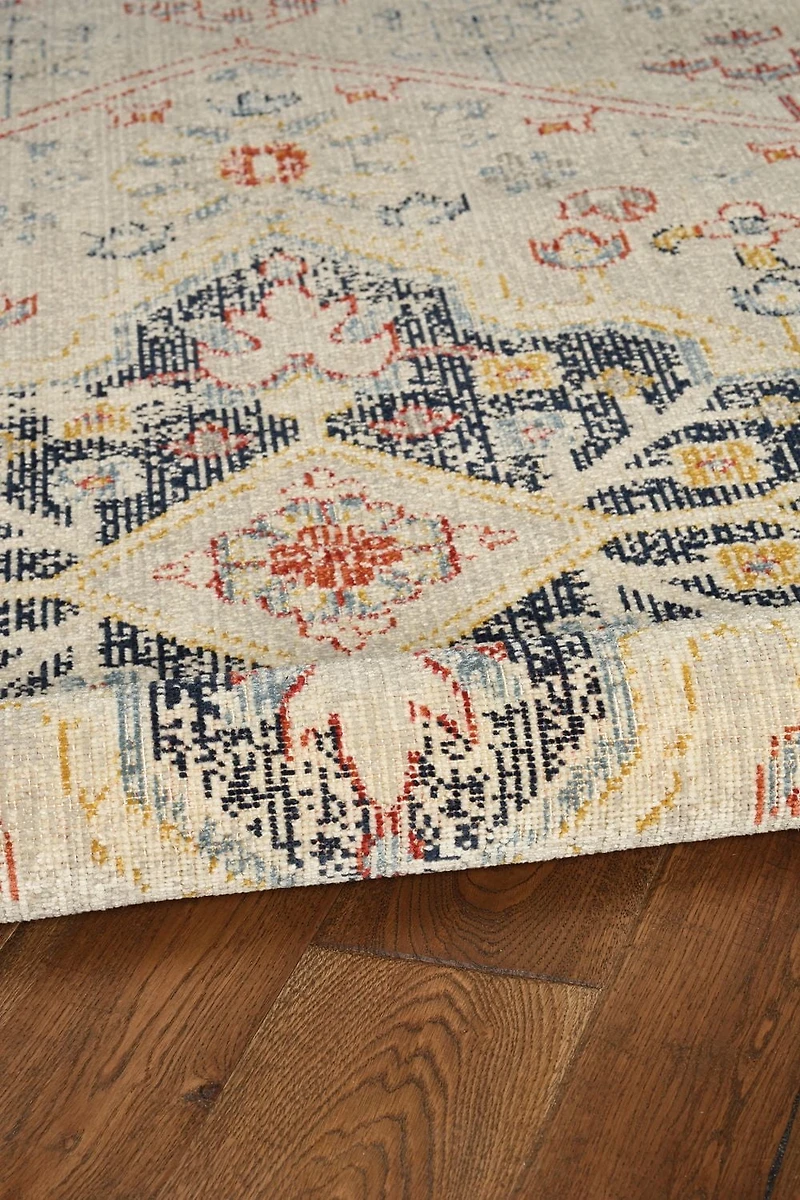 Tapis d'appoint Grand Zéro Rollins ivoire & marine de 2 pi x 3 pi