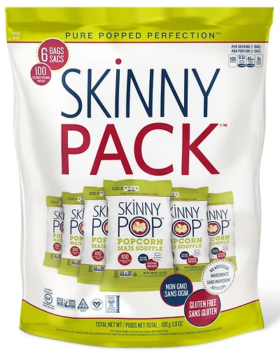 Maïs soufflé sans gluten SkinnyPack de SkinnyPop Maïs soufflé sans gluten SkinnyPack de SkinnyPop 6x18g