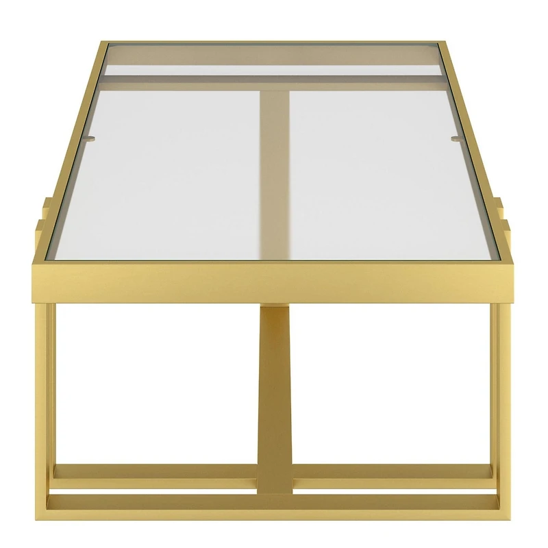 Contemporary Metal & Glass Rectangular Coffee Table - Brushed Gold