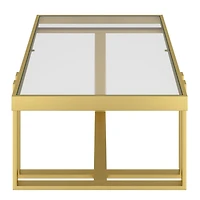 Contemporary Metal & Glass Rectangular Coffee Table - Brushed Gold