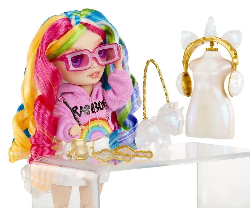 Rainbow High Creative Crystals Amaya - Poupée-mannequin arc-en-ciel de 11 po (28 cm)