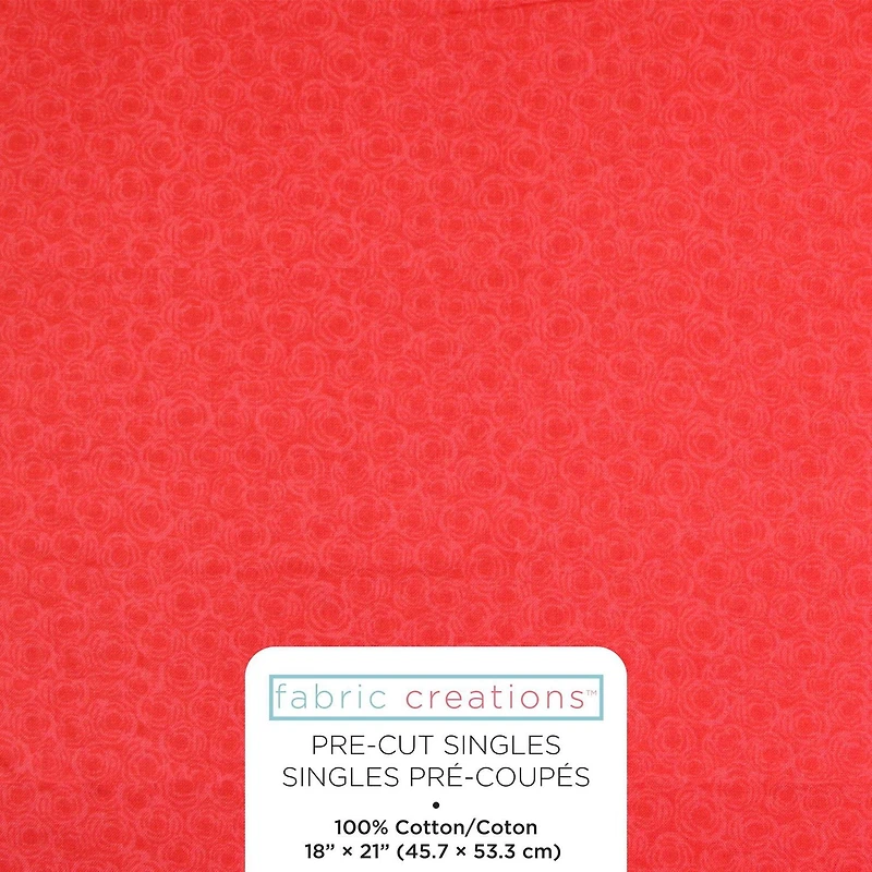 Tissu pré-coupé Fat Quarter de Fabric Creations à motif de roses rouge - 18" x 21" / 45cm x 53cm 18" x 21" / 45cm x 53cm