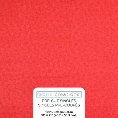 Tissu pré-coupé Fat Quarter de Fabric Creations à motif de roses rouge - 18" x 21" / 45cm x 53cm 18" x 21" / 45cm x 53cm
