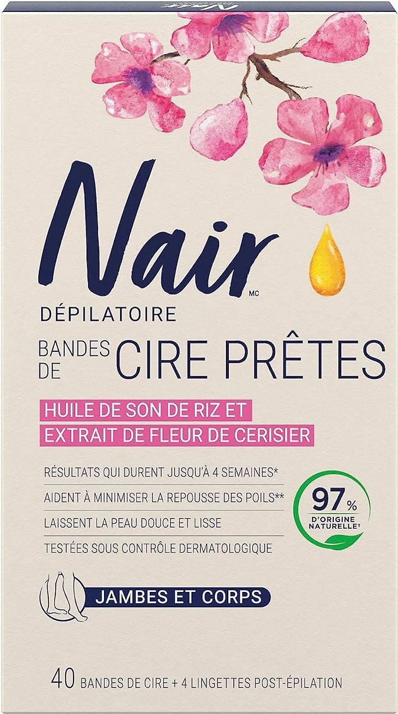 Nair Wax Ready Strips Legs And Body Hair Remover, 40 Strips