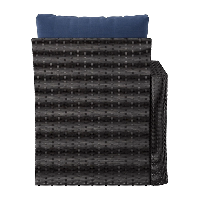 CorLiving Brisbane Rust-Resistant Wicker Left Arm Outdoor Patio Sectional Piece with Cushions