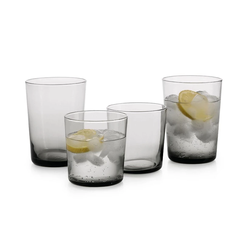 Verrerie Libbey Enzo Smoke 12 pièces Comprend 6 de 13,25 oz et 6 glacières de 19 oz.