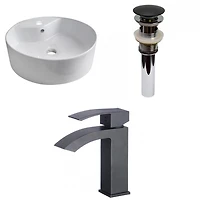 American Imaginations 18,25 in. Ensemble de récipients blancs au-dessus du comptoir W pour robinet central à 1 trou AI-30124