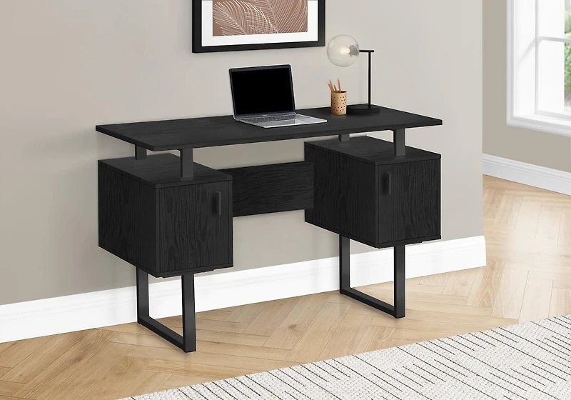 Monarch Specialties Computer Desk, Home Office, Laptop, Storage, 48"l, Work, Metal, Laminate, Black, Contemporary, Modern