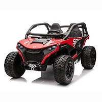KidsVIP 24V Power MX 2-Seater 4X4 Off-Road Ride-On UTV for Kids W/ Rubber Wheels, Leather Seats, Music & RC