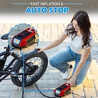 Gonfleur de pneu Bullseye 12 V CC – Gonflage rapide en 2 minutes, arrêt automatique, max 150 PSI, rangement facile du cordon, manomètre numérique, affichage LED
