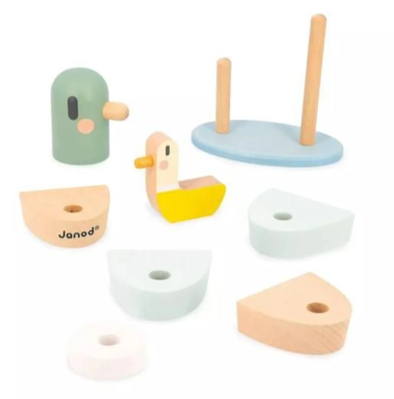 Janod- Sweet Cocoon - Stackable Ducks - Wooden toy - 12 months +, Wooden Blocks