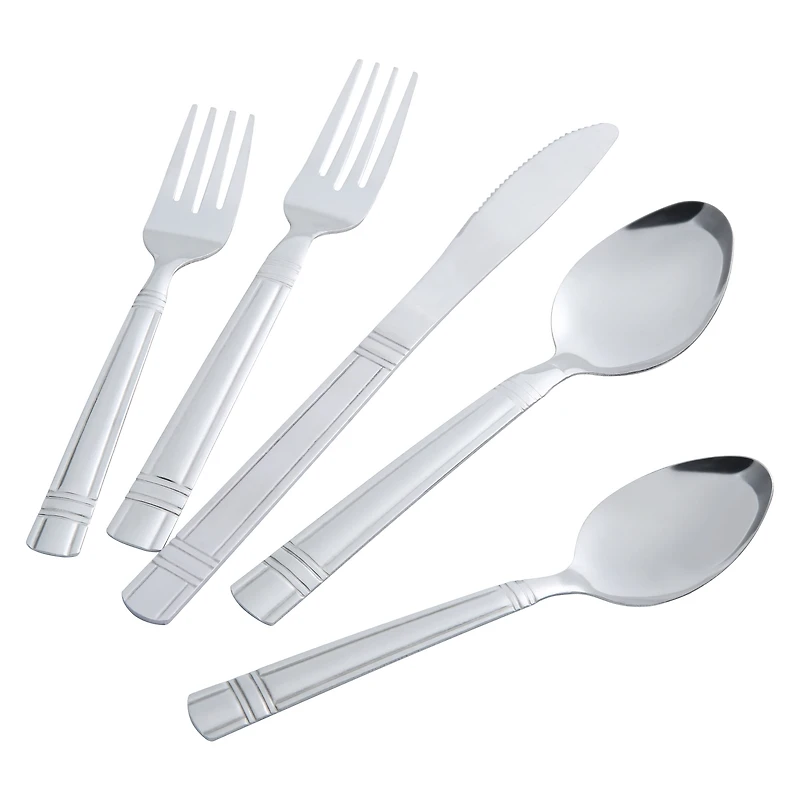 Mainstays 49 Piece Elena Adult Stainless Steel Flatware Set and Organizer Tray, Silver, Service for 8