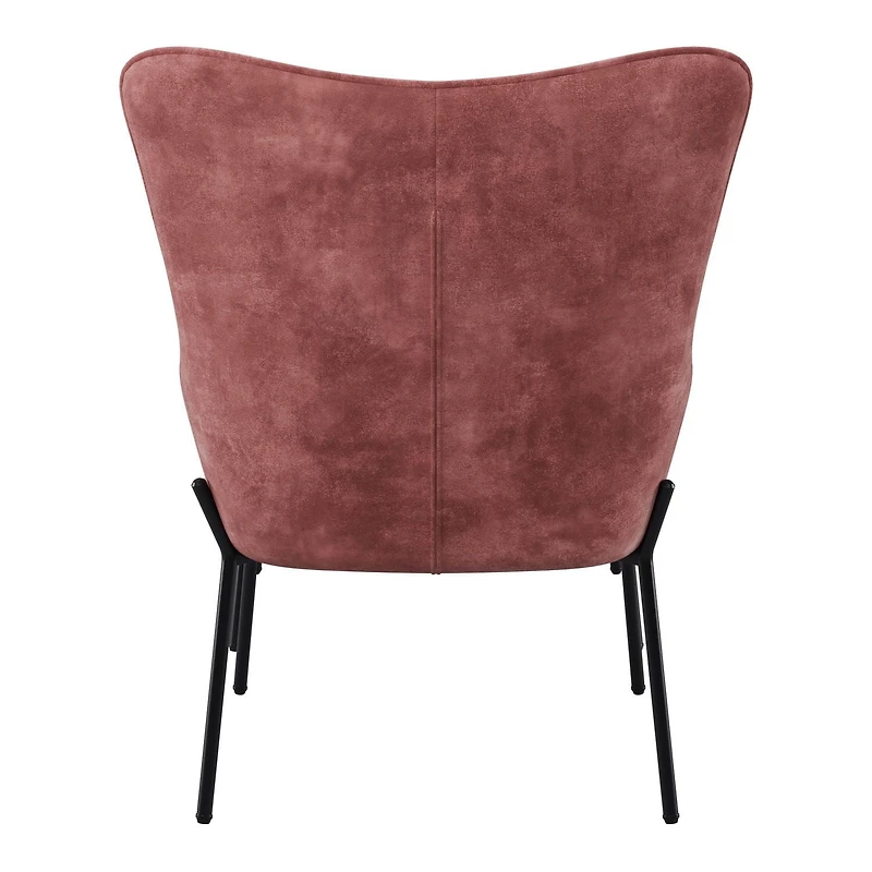 Fauteuil d'appoint d'intérieur Charlotte en velours à dossier ailé avec tabouret et pieds en metal