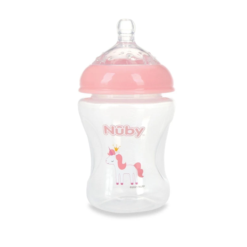Nûby™ Printed Plastic Infant Bottles with Breast-size Nipple, Pack of 3; 8 oz/240 mL