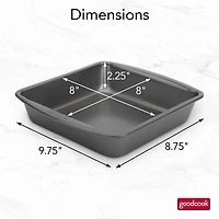 GoodCook Everyday Nonstick Steel Square Cake Pan, 8", Gray, GC 8"SQ CAKE PAN
