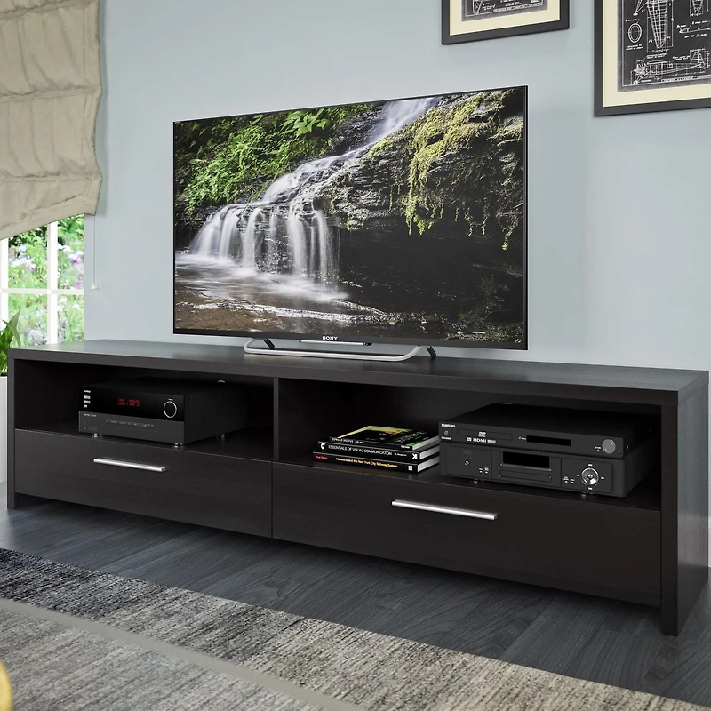 CorLiving Fernbrook Black Engineered Wood TV Stand with Drawers for Most TVs up to 95"