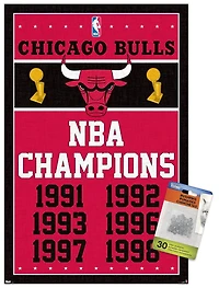 NBA Chicago Bulls - Champions 13 Wall Poster with Push Pins, 14.725" x 22.375"