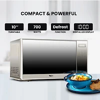 Total Chef 700 Watts Microwave Oven with Digital Controls (0.7 Cu. Ft./20 Liters), Compact Microwave for Quick Meals