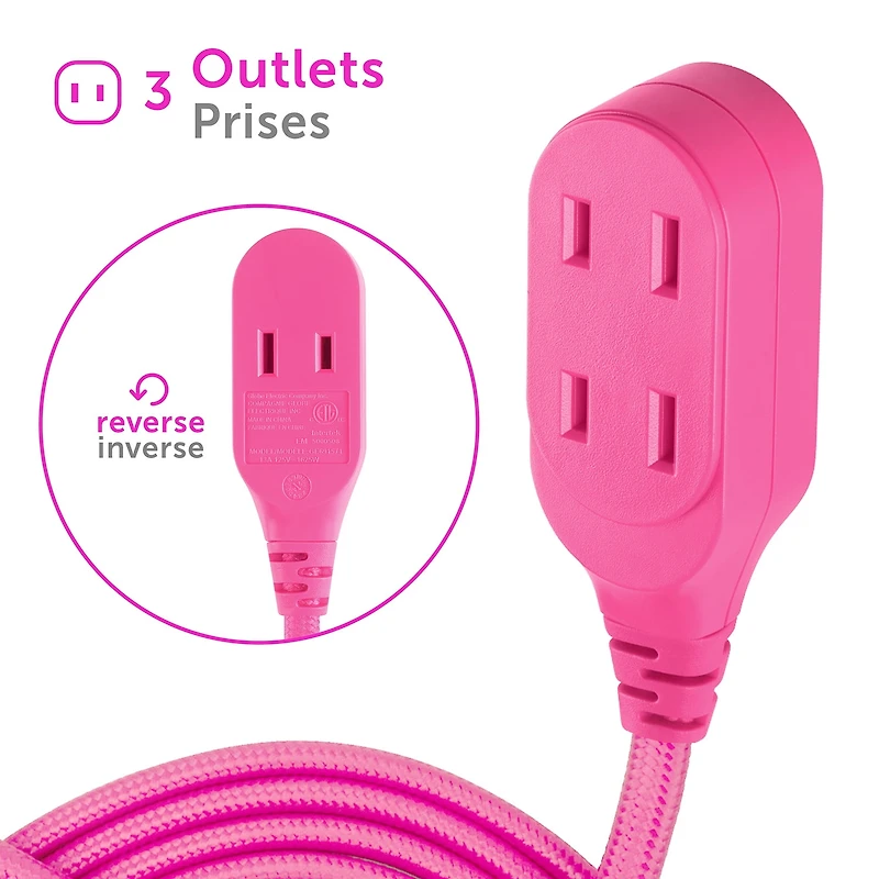 Globe Electric 9-ft Neon Pink Fabric Extension Cord